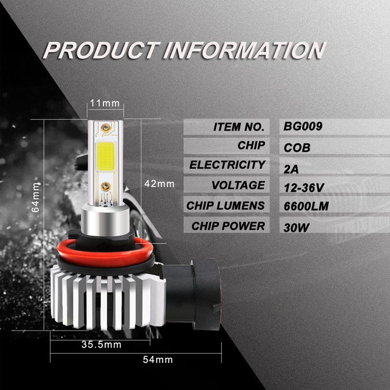 new all in one design H8 H9 H11 high power led headlight bulbs led fog light